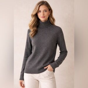 Gobi Cashmere Gray Turtleneck Sweater 100% Cashmere